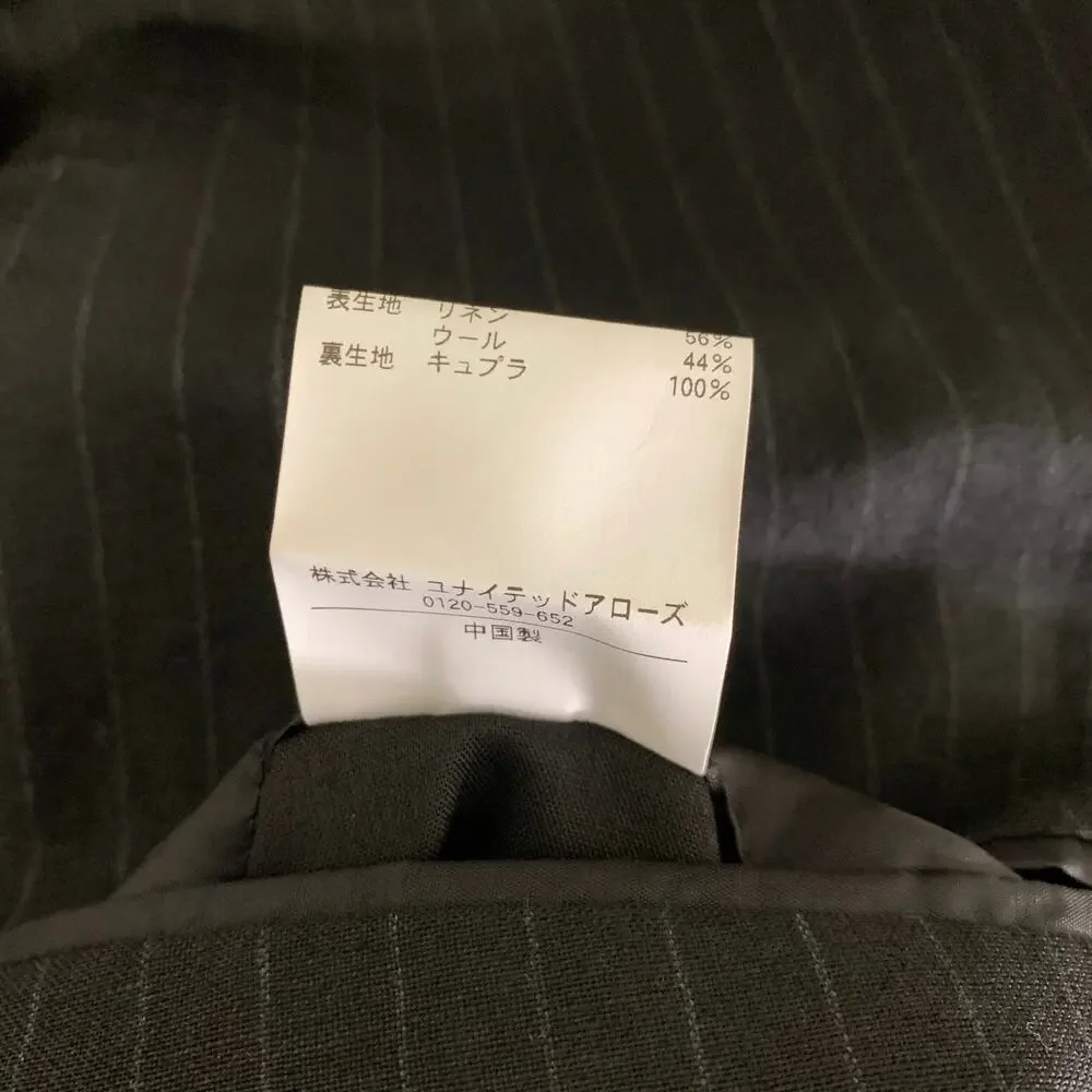 UNITED ARROWS Chest Size 48 Black Grey Pinstripe Cotton Blend Sport Coat
